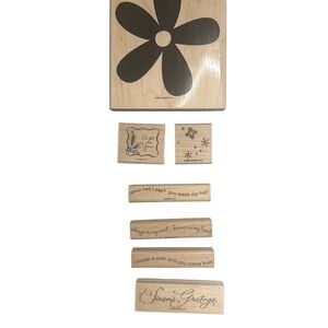 Stampin' Up! Wooden Stamp Set with Black Floral Design